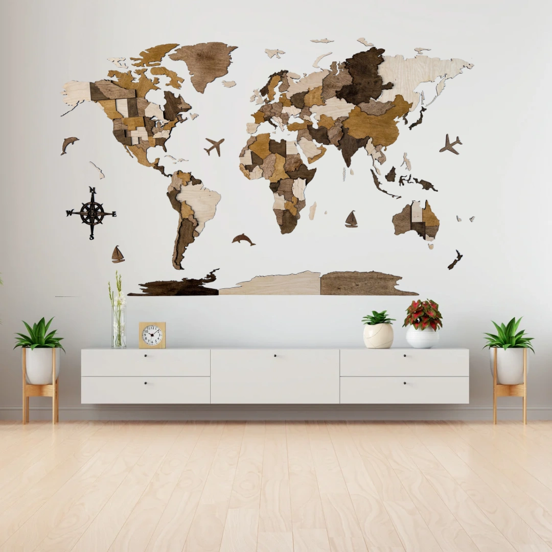 Hartă lemnoasă a lumii Classic