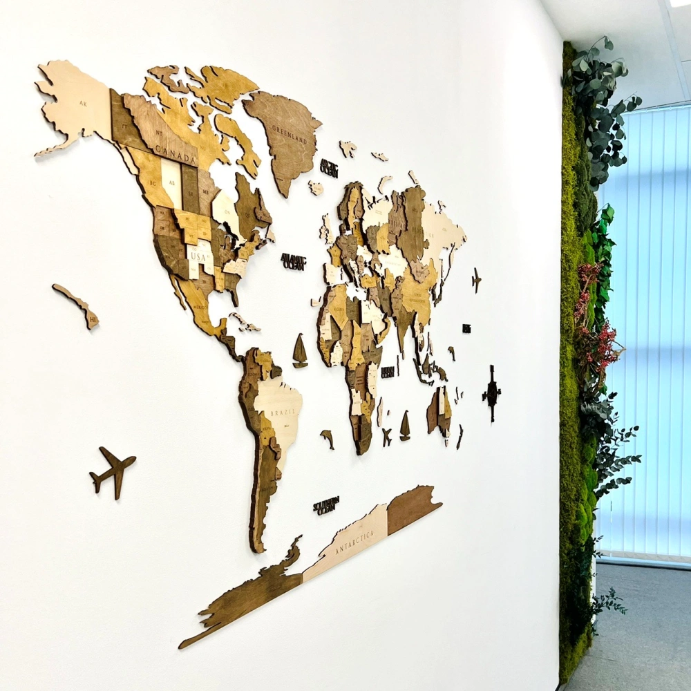 Hartă lemnoasă a lumii Classic 3d