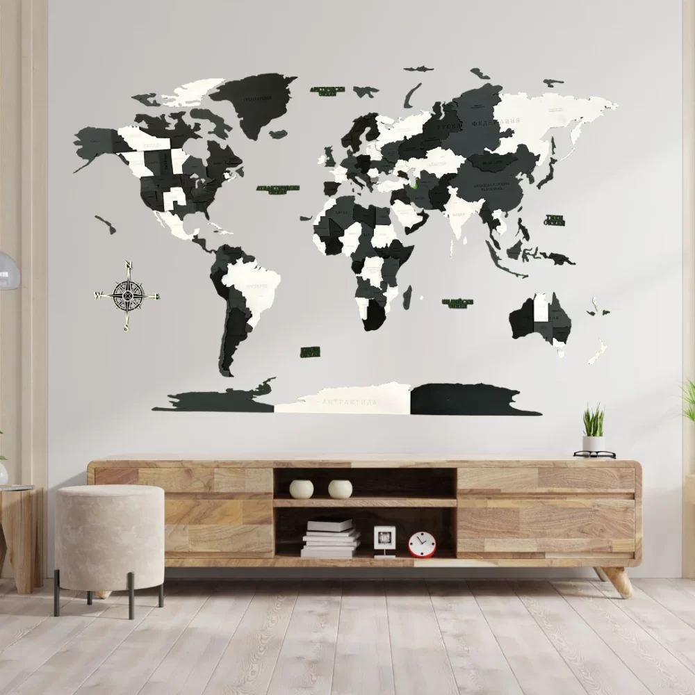 3D карта на света Monochrome