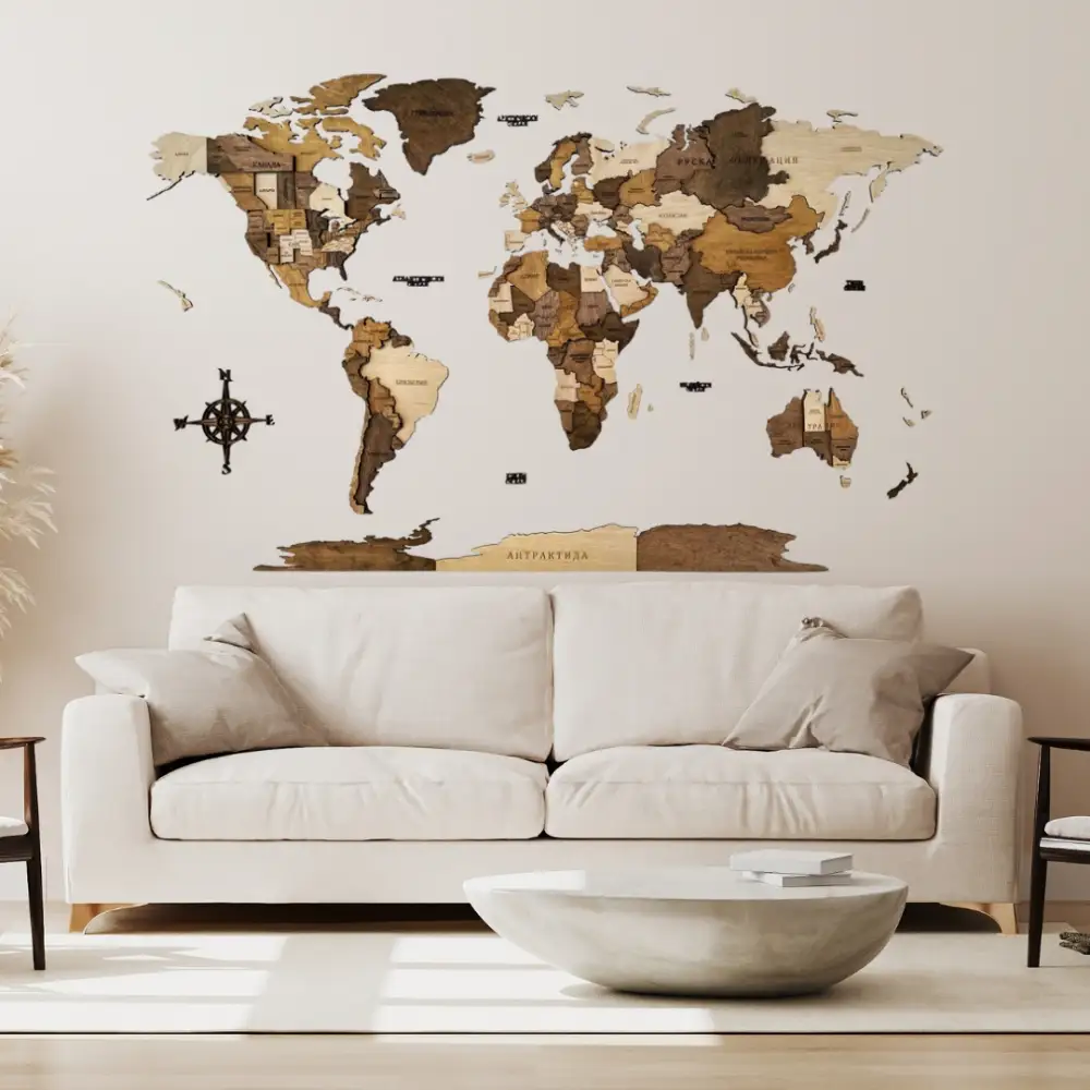 -40% Harta lumii 3D din lemn Clasic 200×120 cm, Plus - imagine 7