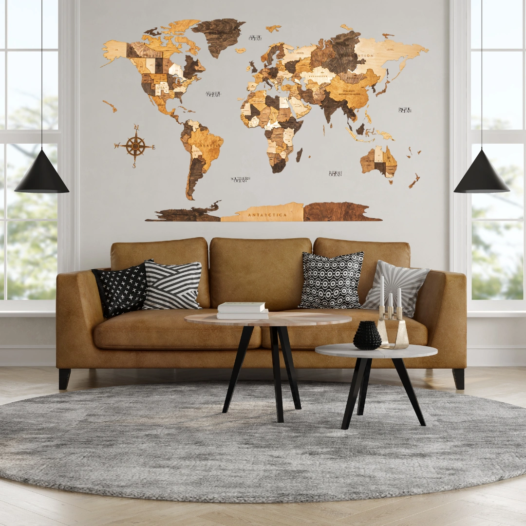 -40% Harta lumii 3D din lemn Clasic 200×120 cm, Plus