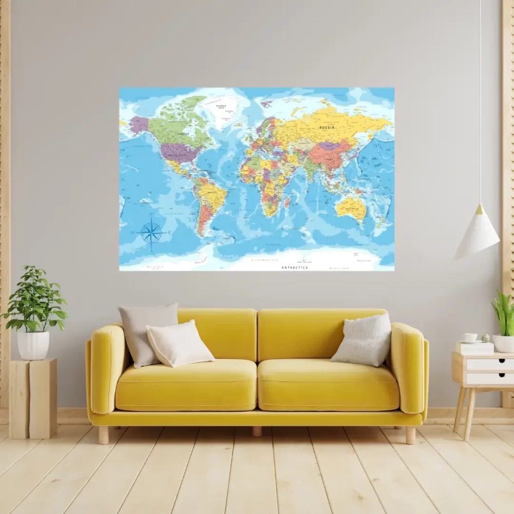 Hartă a lumii cu ace Push Pins – Aqua