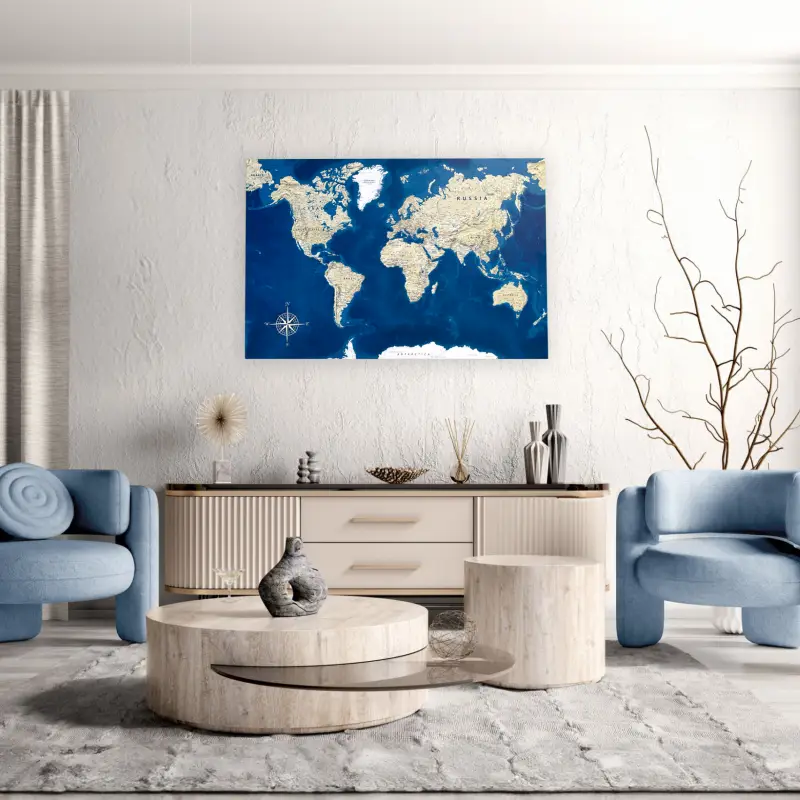 Hartă a lumii cu ace Push Pins DEEP