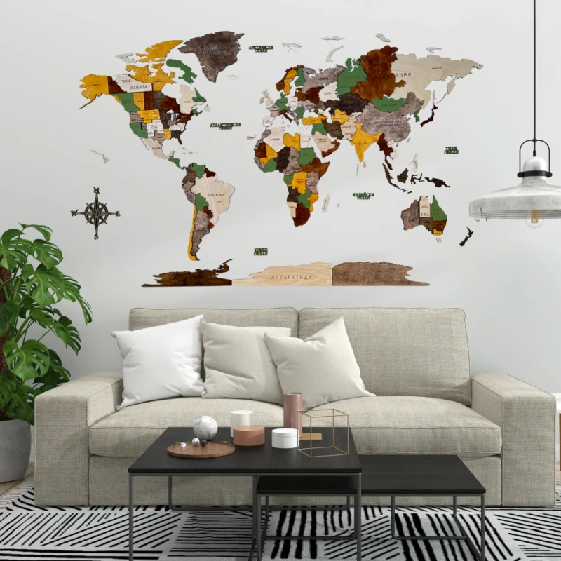 Hartă 3D din lemn a lumii – Autumn 200×120 cm (Engleză) (-50%)