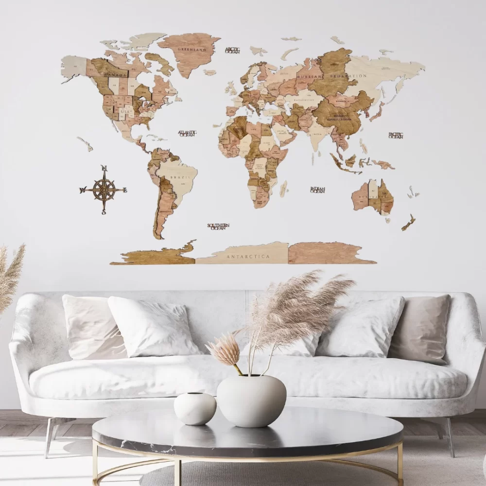 Hartă 3D din lemn a lumii – Desert 150x90 cm (Română) (-50%)
